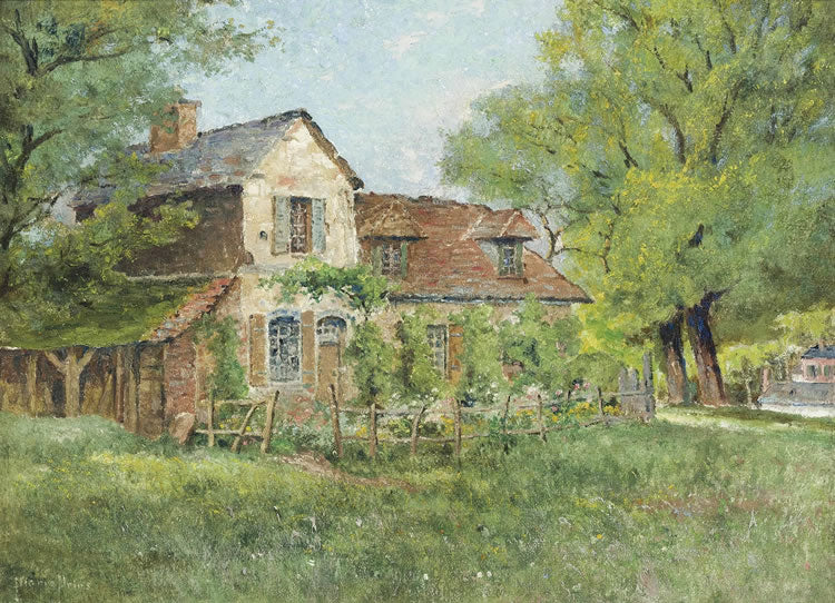 The House and Garden at Saint Valery sur Somme, vintage artwork by Pierre Prins, 12x8" (A4) Poster