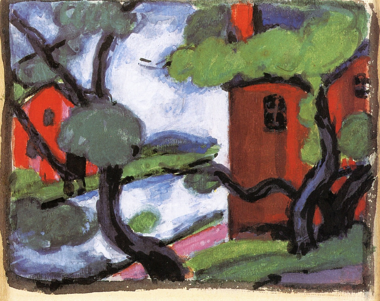 Passaic Avenue Bridge, North Bloomfield, vintage artwork by Oscar Bluemner, 12x8" (A4) Poster