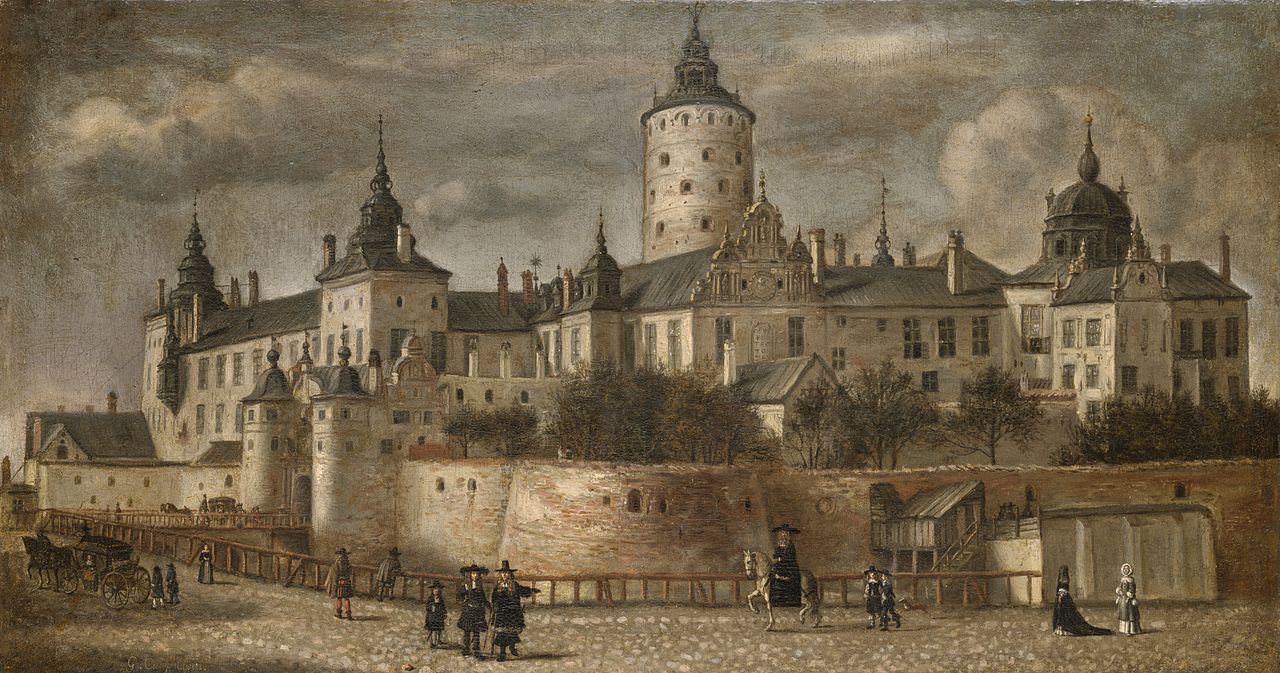 Tre Kronor Castle, Stockholm, vintage artwork by Govert Dircksz. Camphuysen, 12x8" (A4) Poster