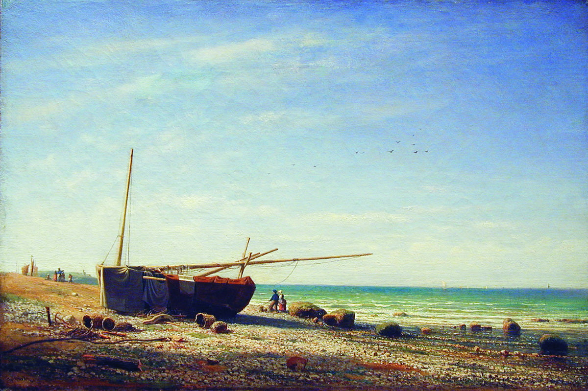 Boats on the Beach, vintage artwork by Mikhail Konstantinovich Klodt, 12x8" (A4) Poster