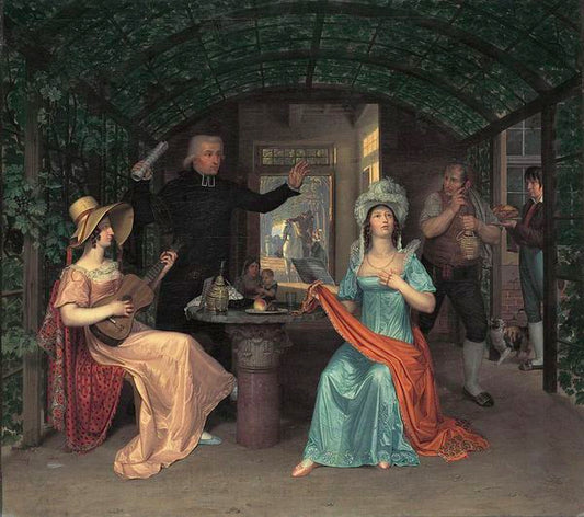Die Fermate (Society in a Roman location), vintage artwork by Johann Hummel, 12x8" (A4) Poster