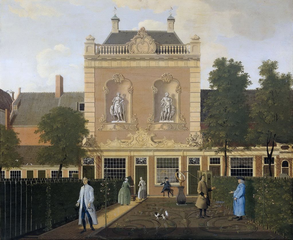 The town garden and coach house on Keizersgracht, Amsterdam, vintage artwork by Hendrik Keun, 12x8" (A4) Poster