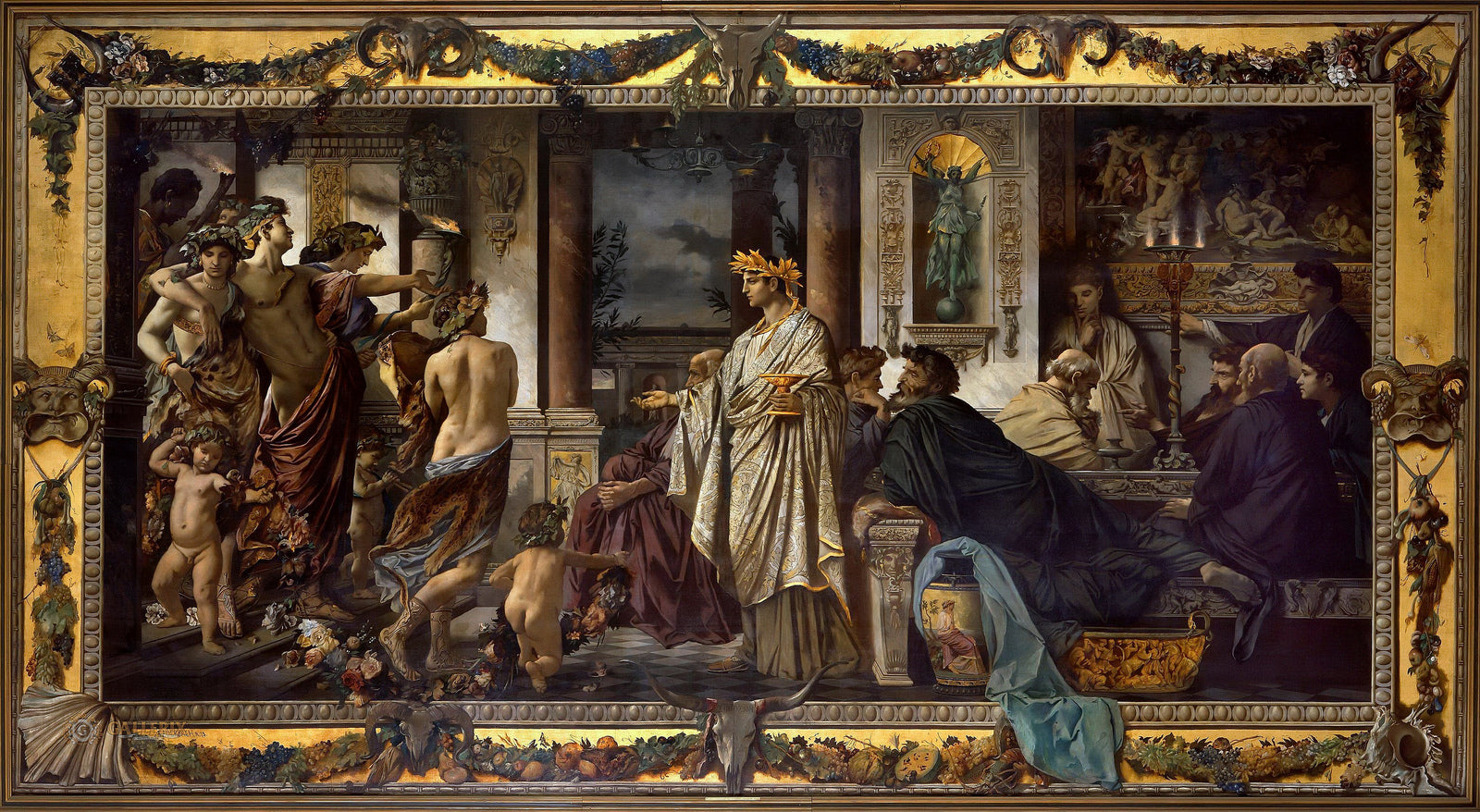 Gastmahl des Plato II, vintage artwork by Anselm Feuerbach, 12x8" (A4) Poster