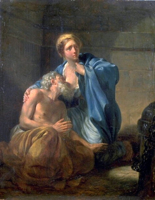 Roman Charity, vintage artwork by Jacques-Antoine Beaufort, 12x8" (A4) Poster