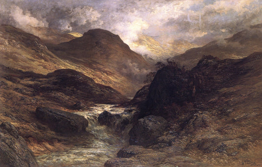 Gorge in the Mountains, vintage artwork by Gustave Dore, 12x8" (A4) Poster