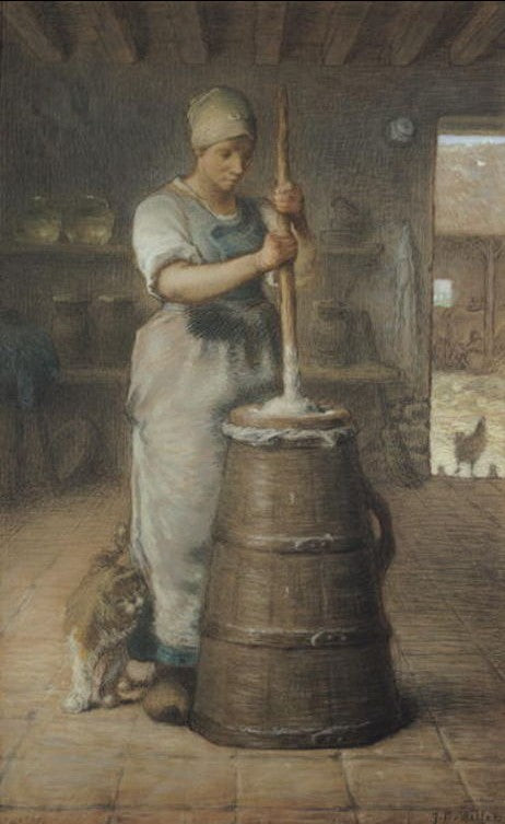 Churning Butter, vintage artwork by Jean-François Millet, A3 (16x12") Poster Print