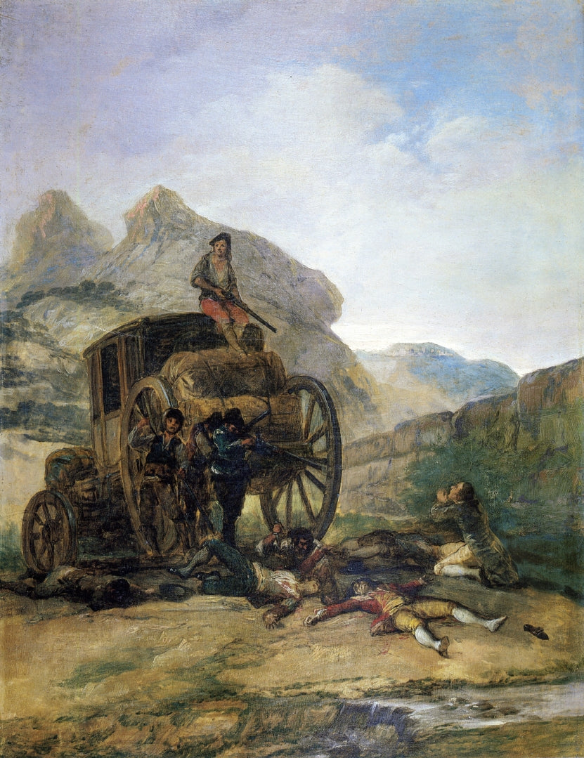 Attack by Robbers, vintage artwork by Francisco de Goya y Lucientes, 12x8" (A4) Poster