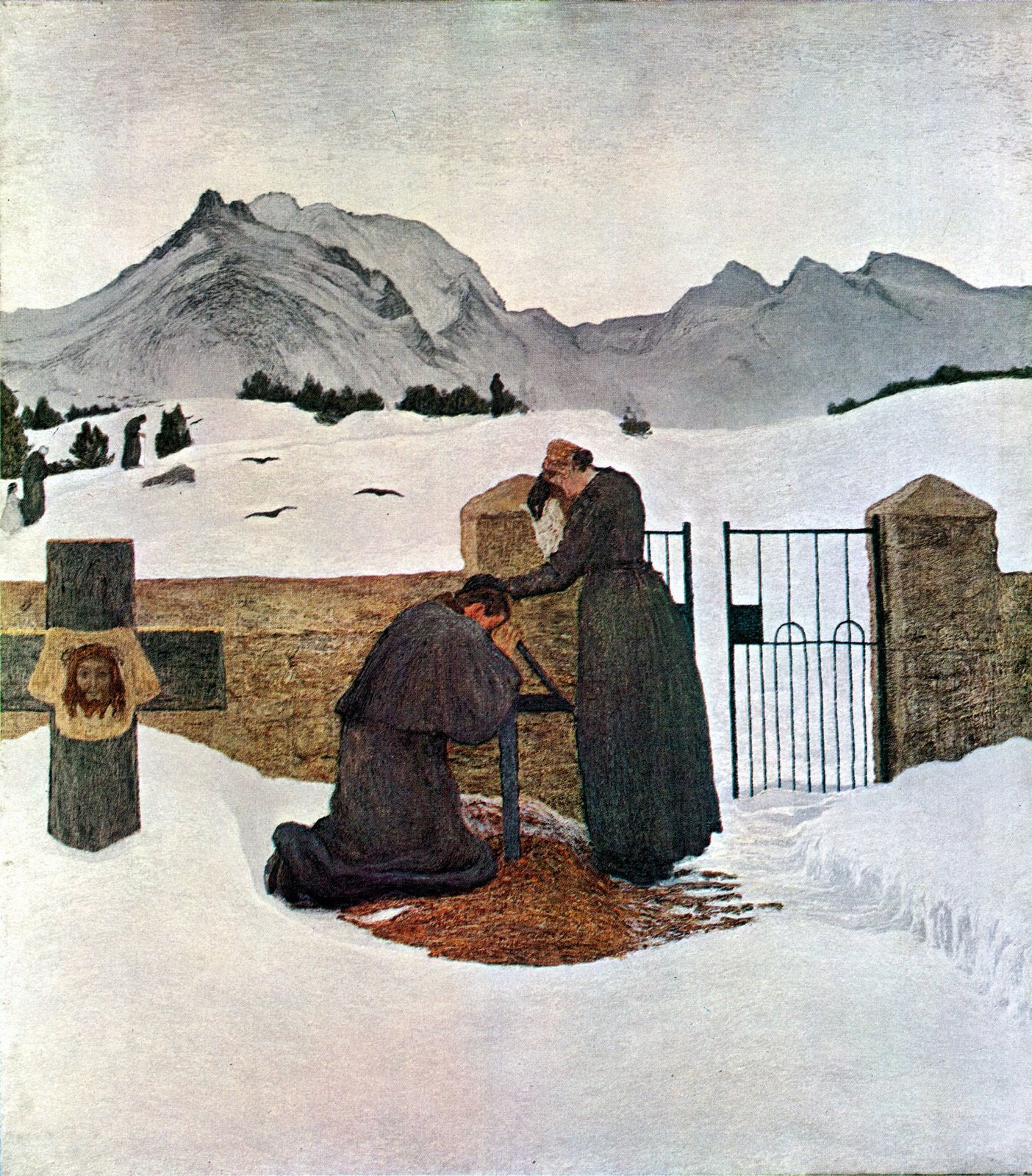 The pain of mourning, vintage artwork by Giovanni Segantini, 12x8" (A4) Poster
