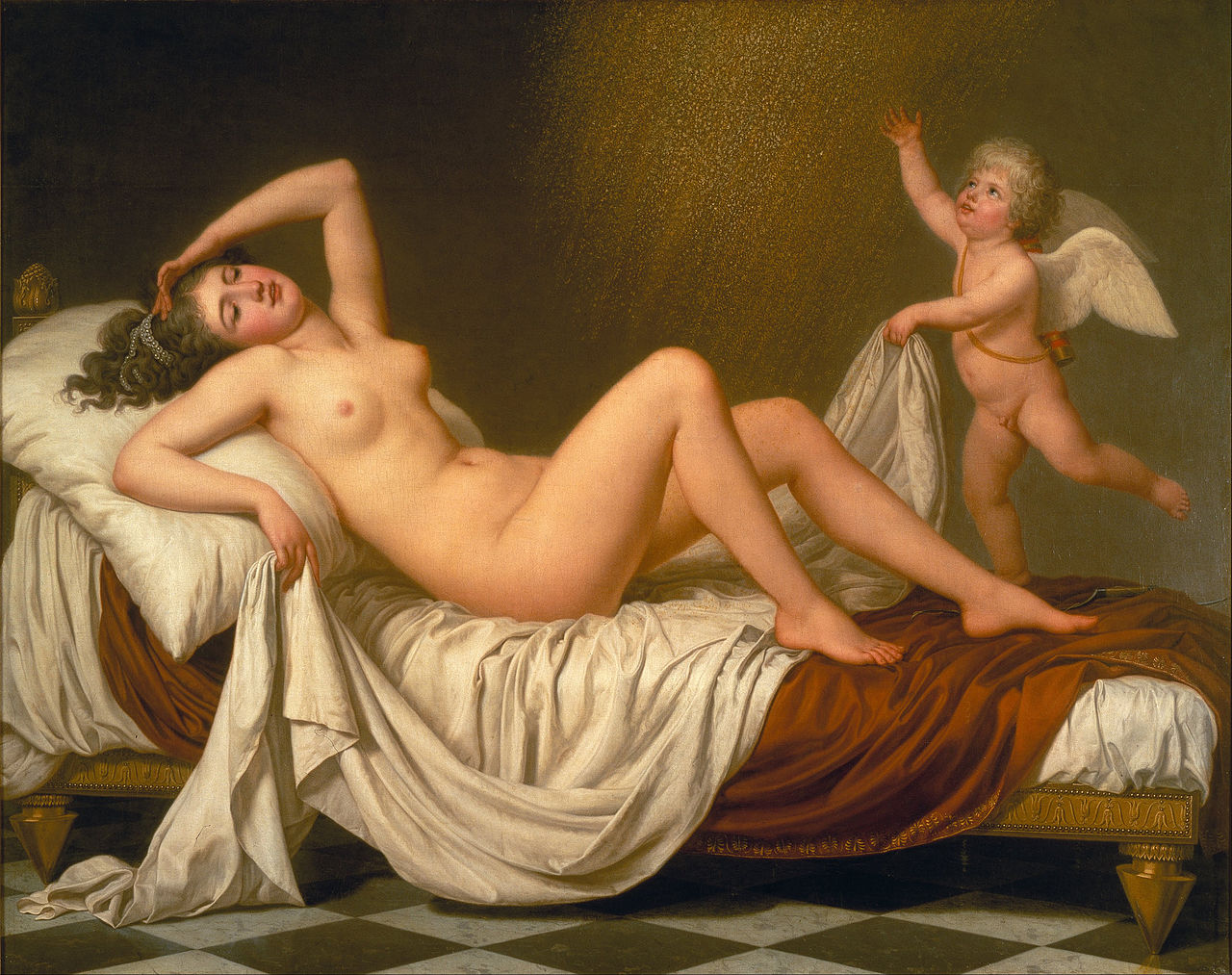 Danaë and the Shower of Gold, vintage artwork by Adolf Ulrik Wertmuller, 12x8" (A4) Poster