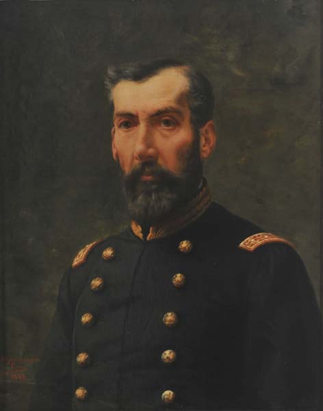 Portrait of General Marcos Segundo Maturana Molina, vintage artwork by Pedro Lira, 12x8" (A4) Poster