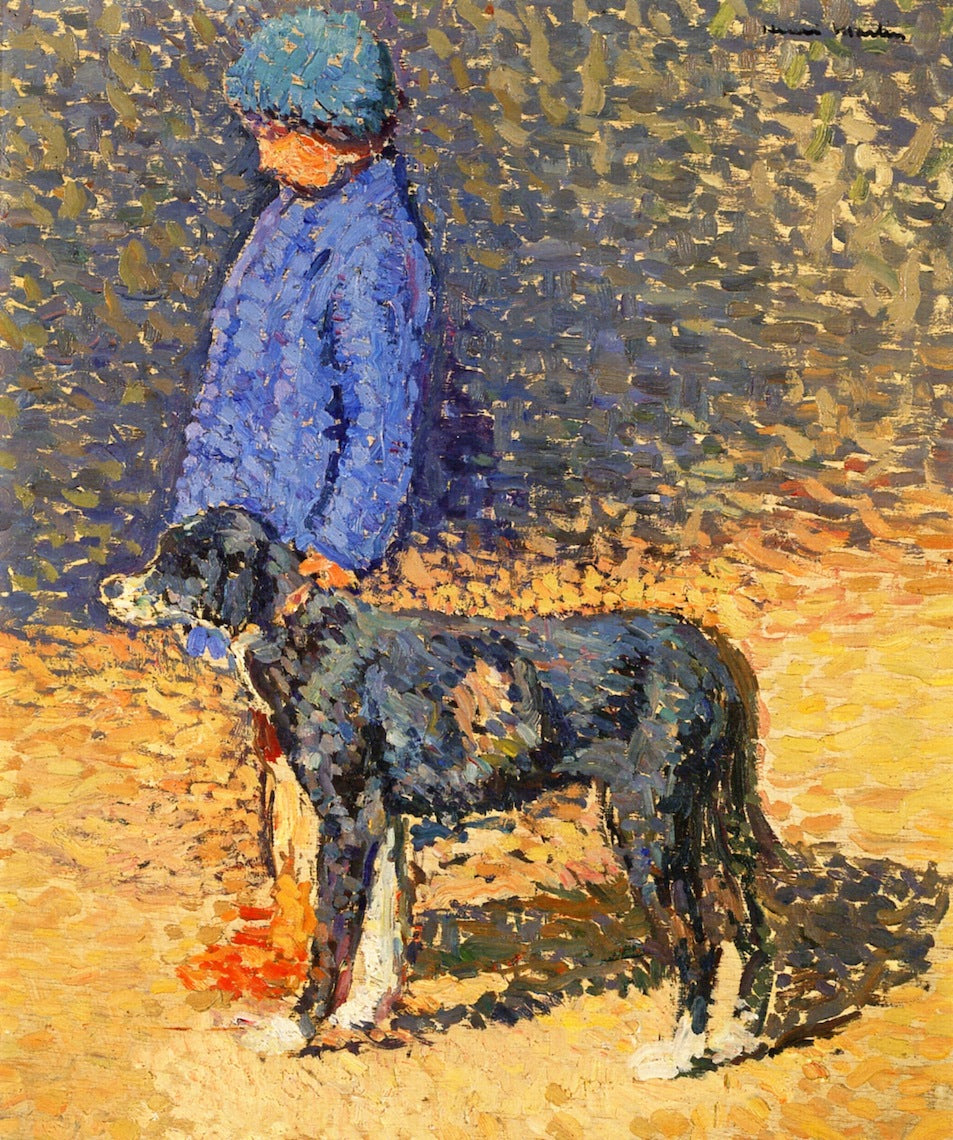 Girl and Dog by Henri Martin,A3(16x12")Poster