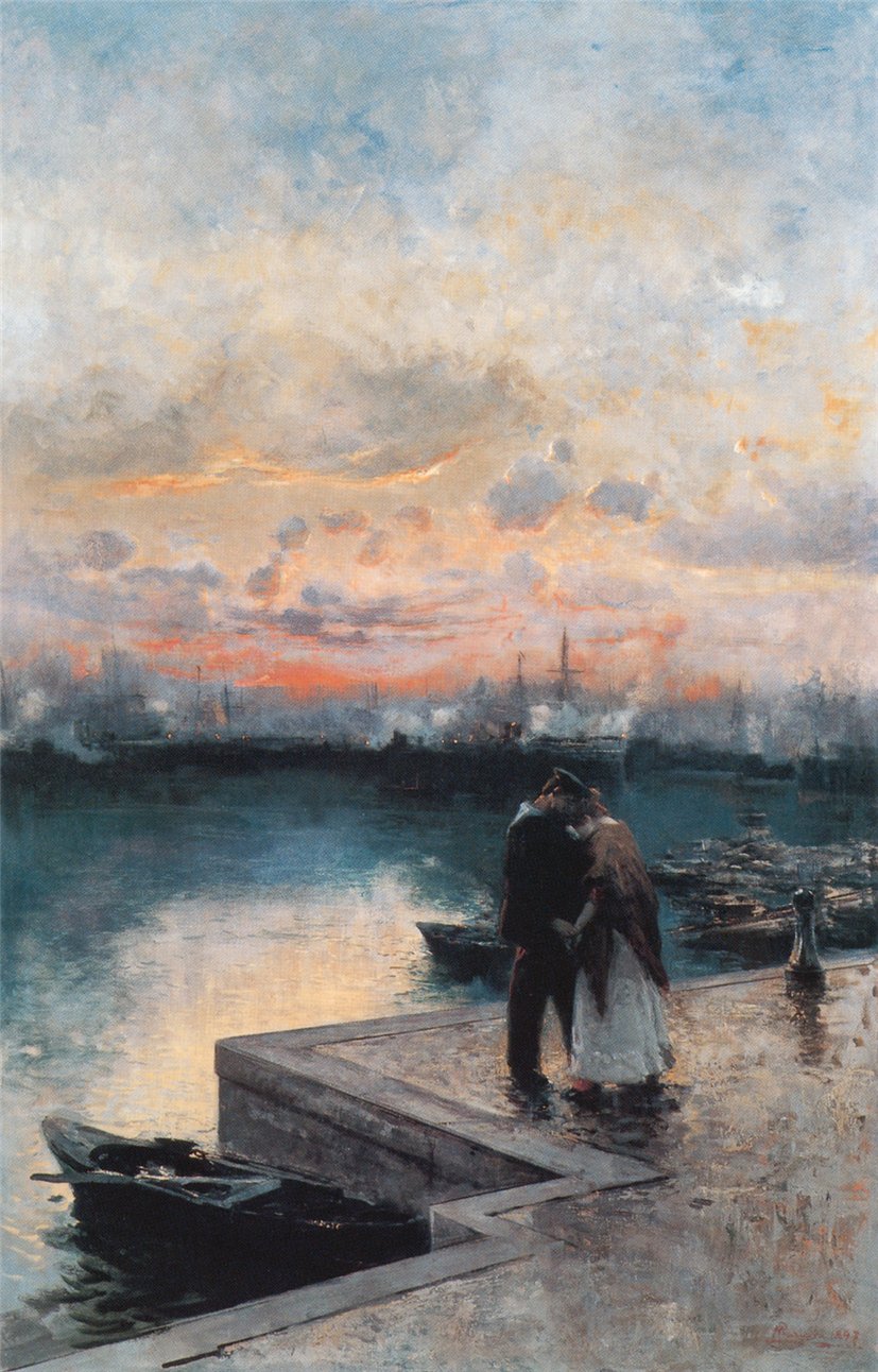 The Sailor's Farewell, vintage artwork by Pompeo Mariani, 12x8" (A4) Poster