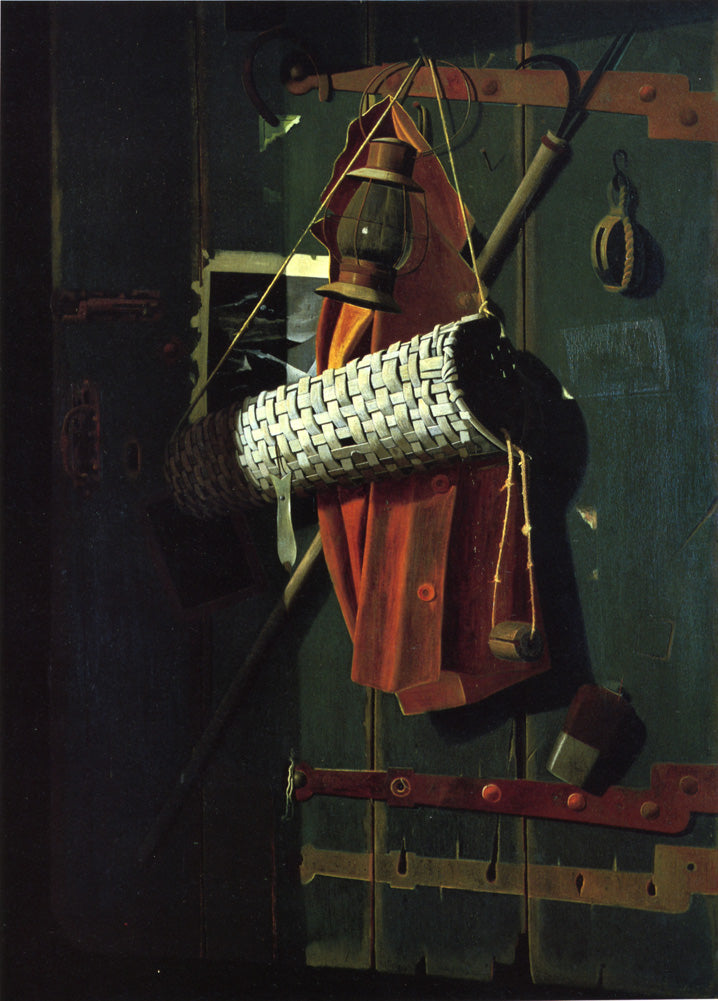 Fish House Door with Eel Basket, vintage artwork by John Frederick Peto, 12x8" (A4) Poster