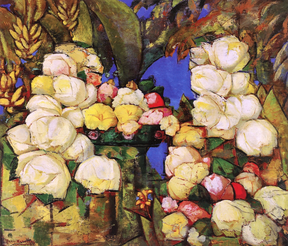 Flores Composición, vintage artwork by Alfredo Ramos Martinez, 12x8" (A4) Poster