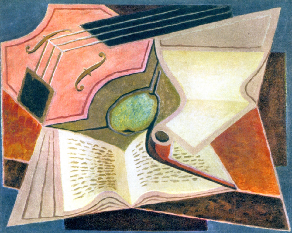 Book and Violin, vintage artwork by Juan Gris, 12x8" (A4) Poster