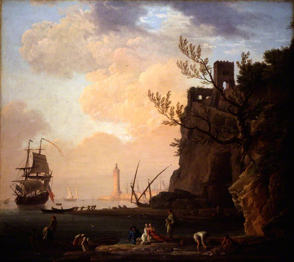 An Italianate Harbour, vintage artwork by Claude-Joseph Vernet, 12x8" (A4) Poster