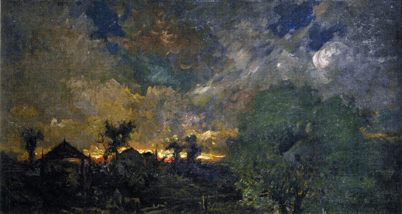 Sunset on a Farm, vintage artwork by Charles Henry Miller, 12x8" (A4) Poster
