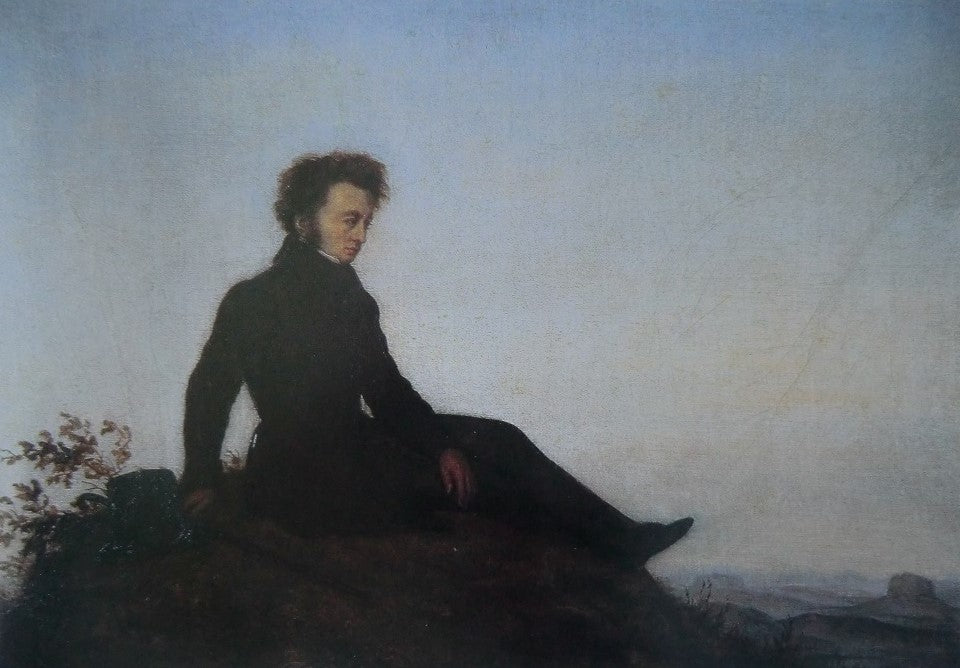 Wanderer in Saxon Switzerland, vintage artwork by Georg Friedrich Kersting, 12x8" (A4) Poster