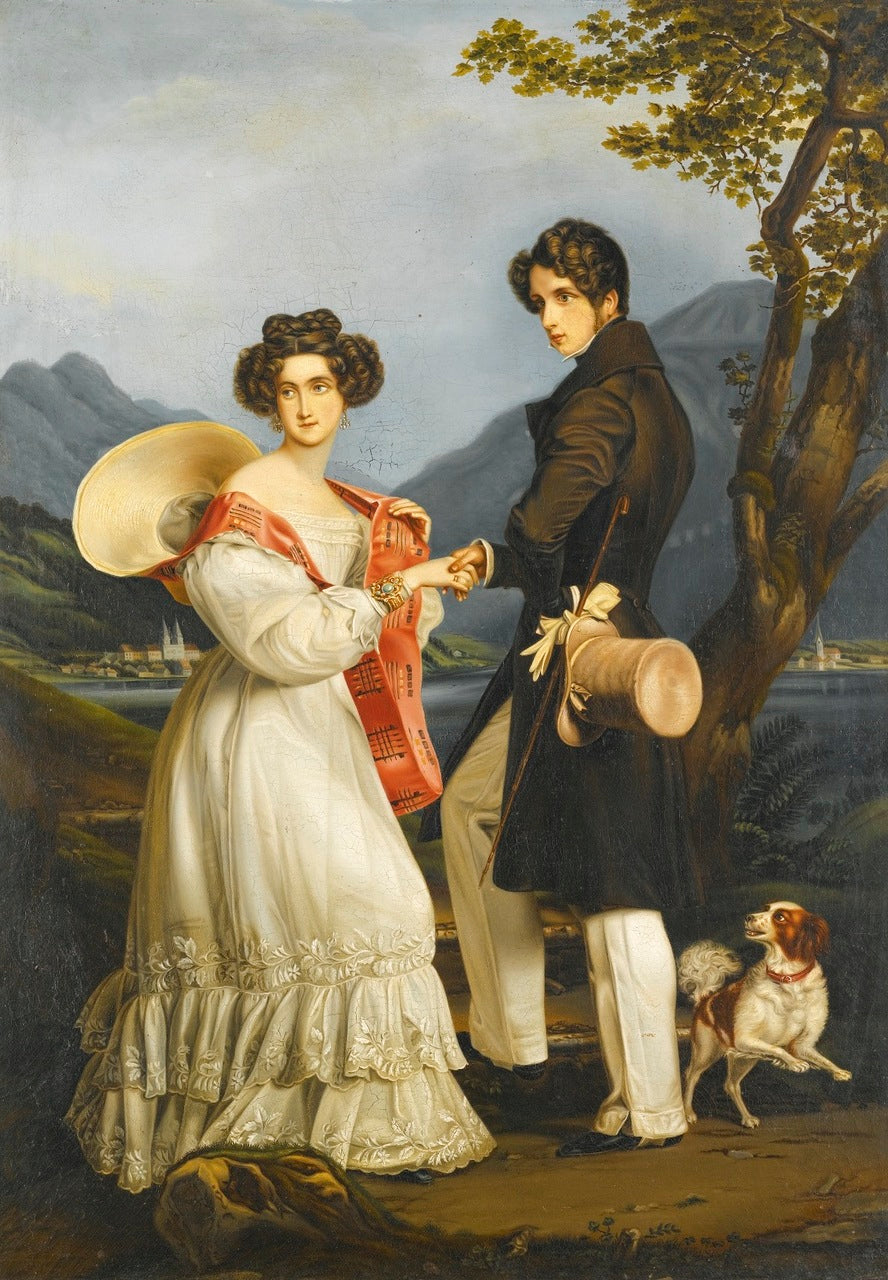 Max, Duke of Bavaria, and Duchess Ludovica, vintage artwork by Joseph Karl Stieler, 12x8" (A4) Poster