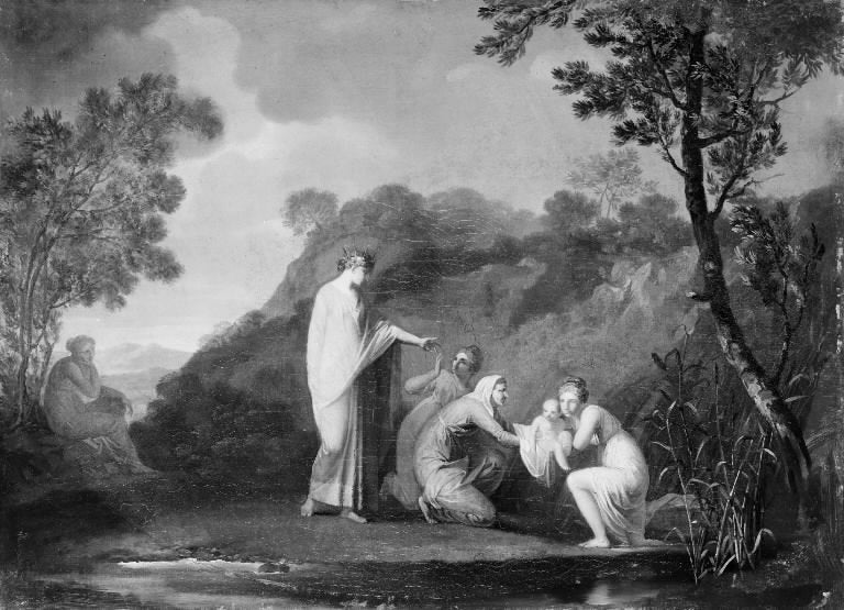 The Finding of the Infant Moses, vintage artwork by Nicolai Abraham Abildgaard, 12x8" (A4) Poster