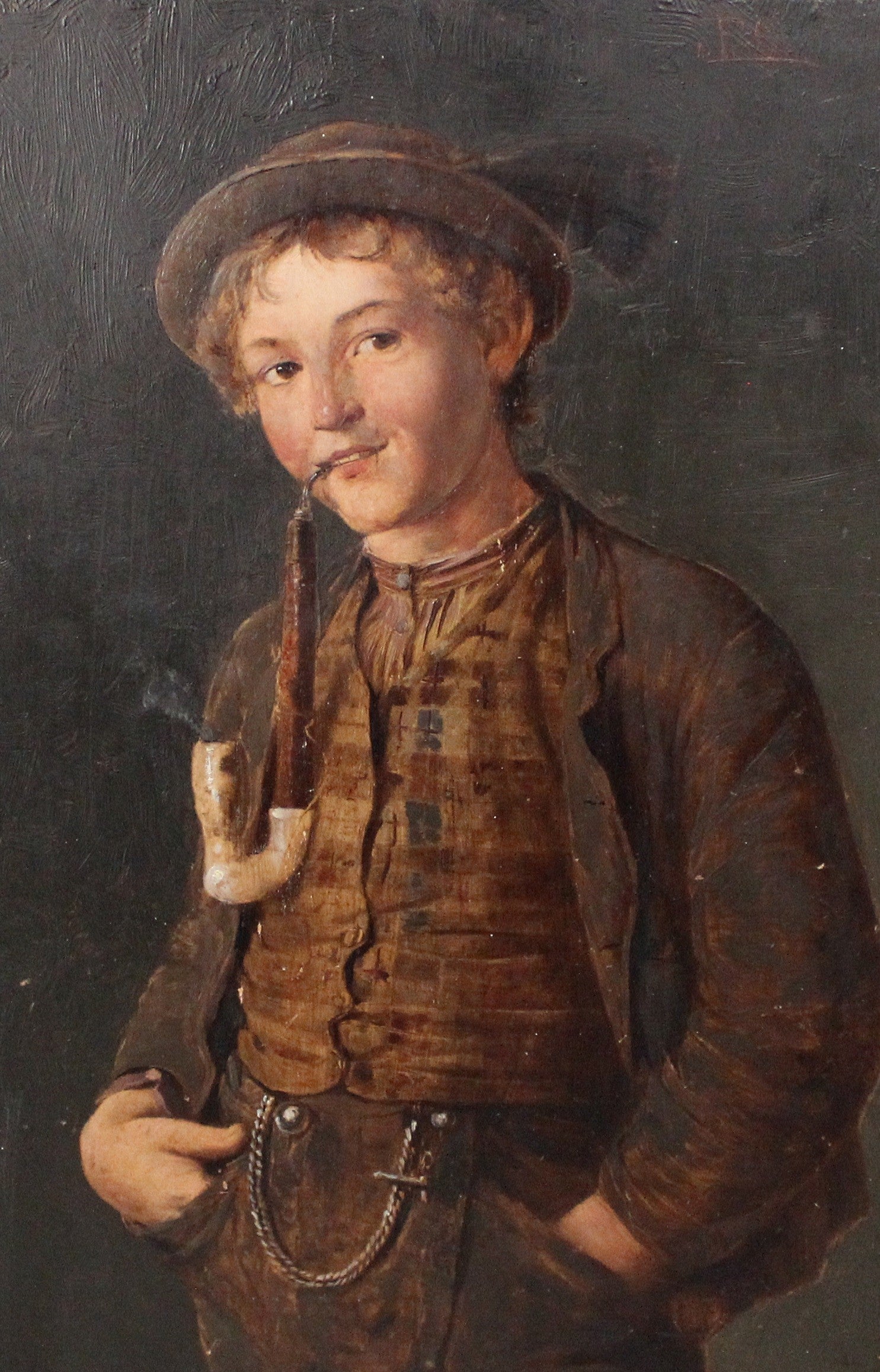 Boy Smoking a Pipe, vintage artwork by Fredrich Prolss, 12x8" (A4) Poster