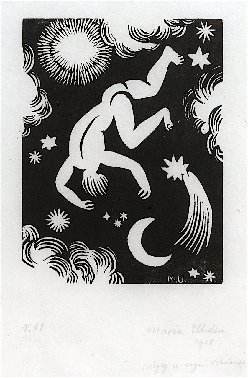 The Heavens, vintage artwork by Maria Uhden, 12x8" (A4) Poster