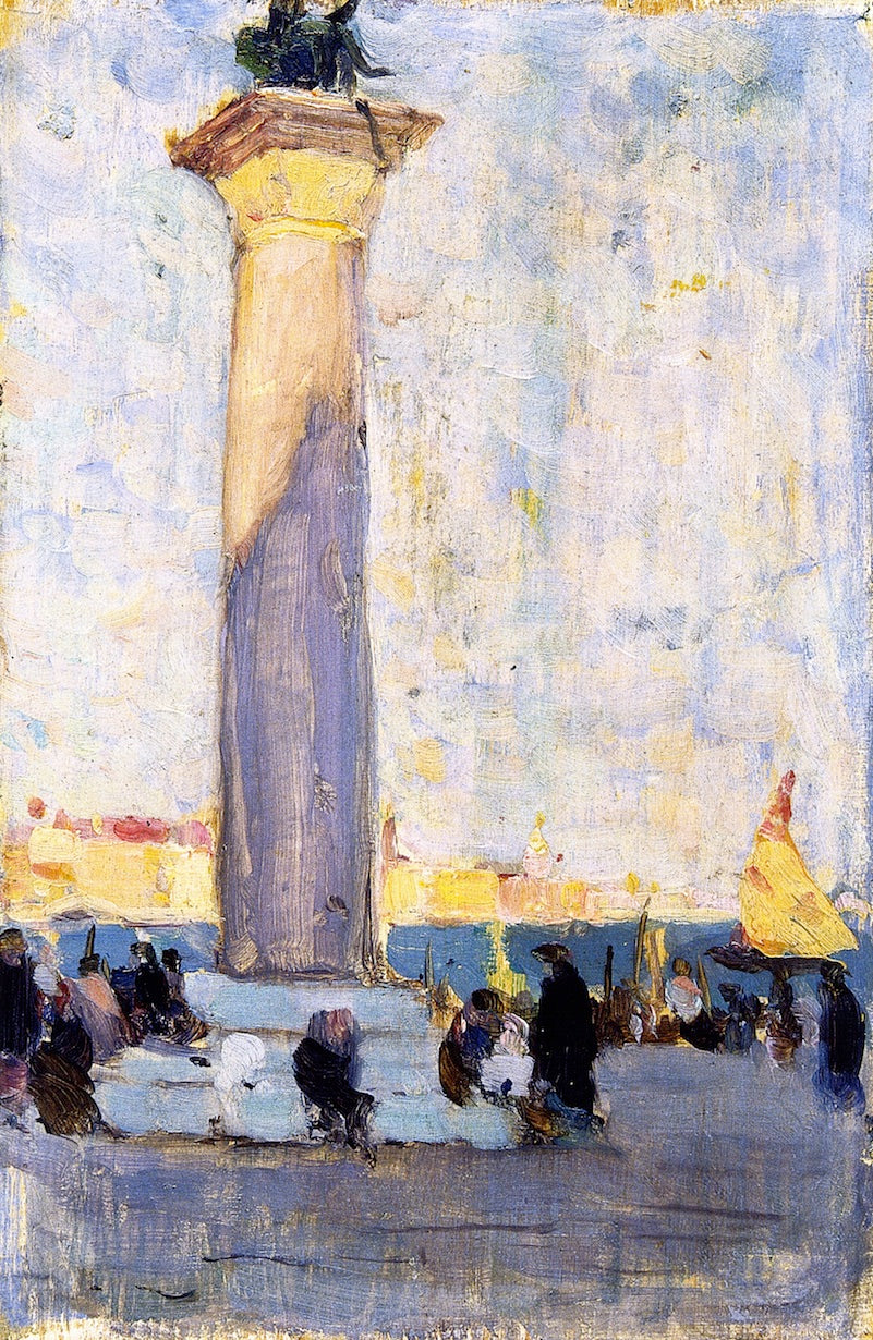 Last Rays, la Piazzetta, Venice, vintage artwork by Clarence Gagnon, 12x8" (A4) Poster