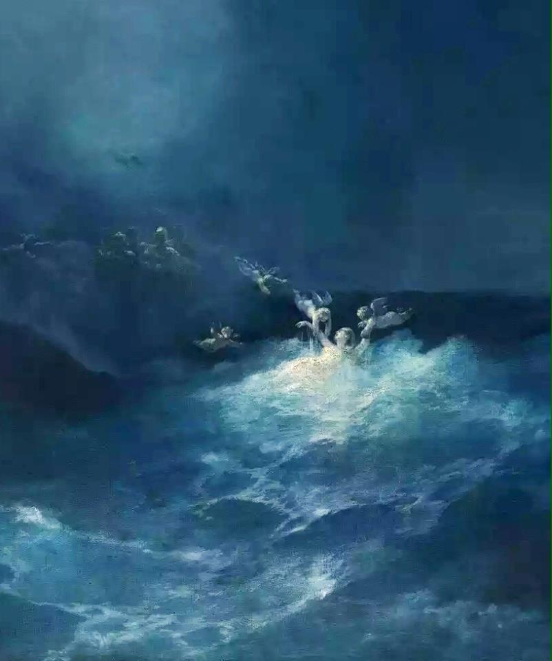 The Birth of Aphrodite, vintage artwork by Ivan Constantinovich Aivazovsky, A3 (16x12") Poster Print