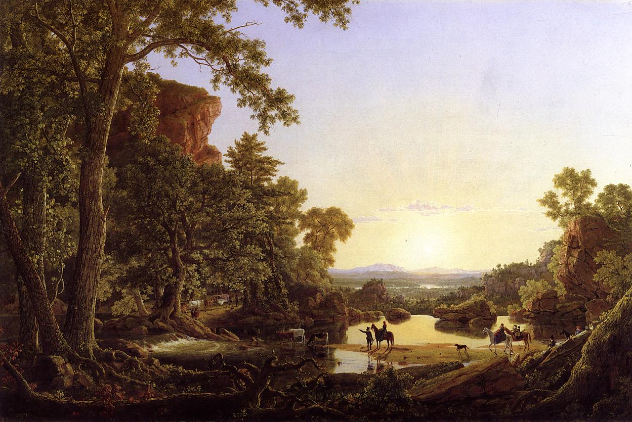 Hooker and Company Journeying through the Wilderness from Plymouth to Hartford, in 1636, vintage artwork by Frederic Edwin Church, 12x8" (A4) Poster