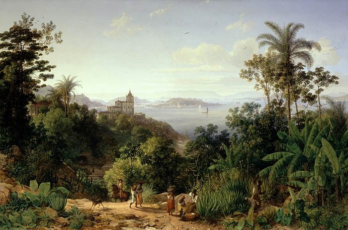 View of Rio de Janeiro, vintage artwork by Thomas Ender, A3 (16x12") Poster Print