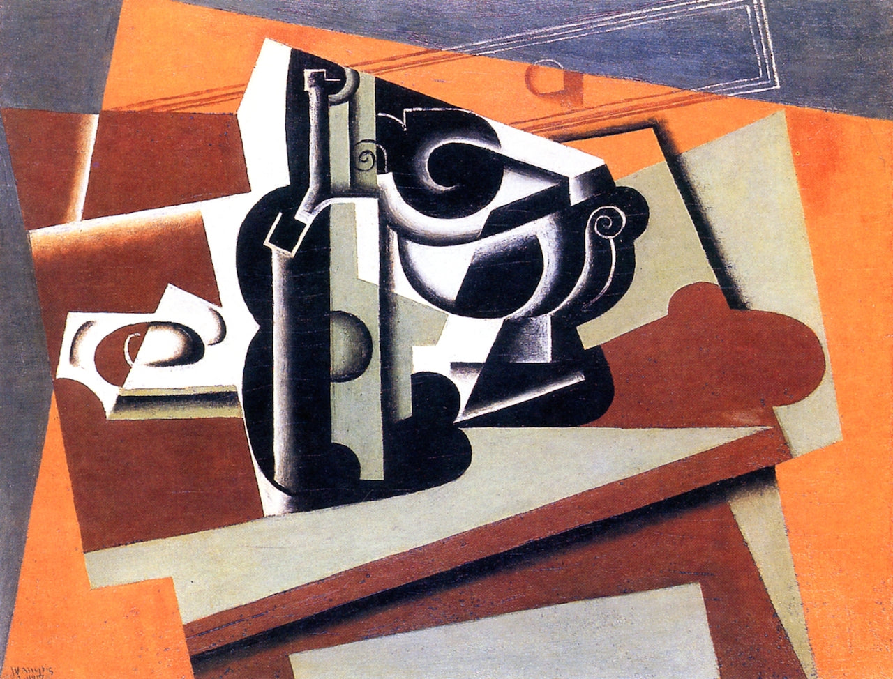 Bottle and Fruit Dish by Juan Gris,16x12(A3) Poster