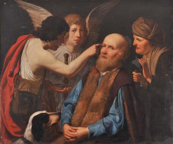 The Healing of Tobit, vintage artwork by Lumen Portengen, 12x8" (A4) Poster