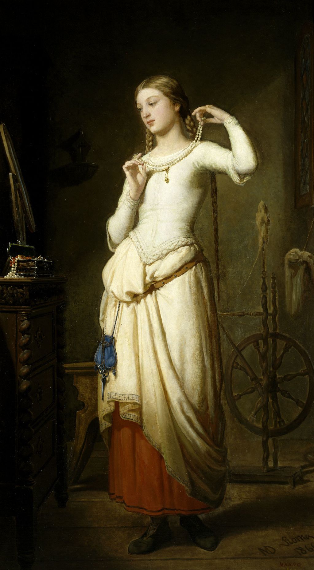 Margarita in front of the mirror, vintage artwork by Manuel Domínguez Sánchez, 12x8" (A4) Poster