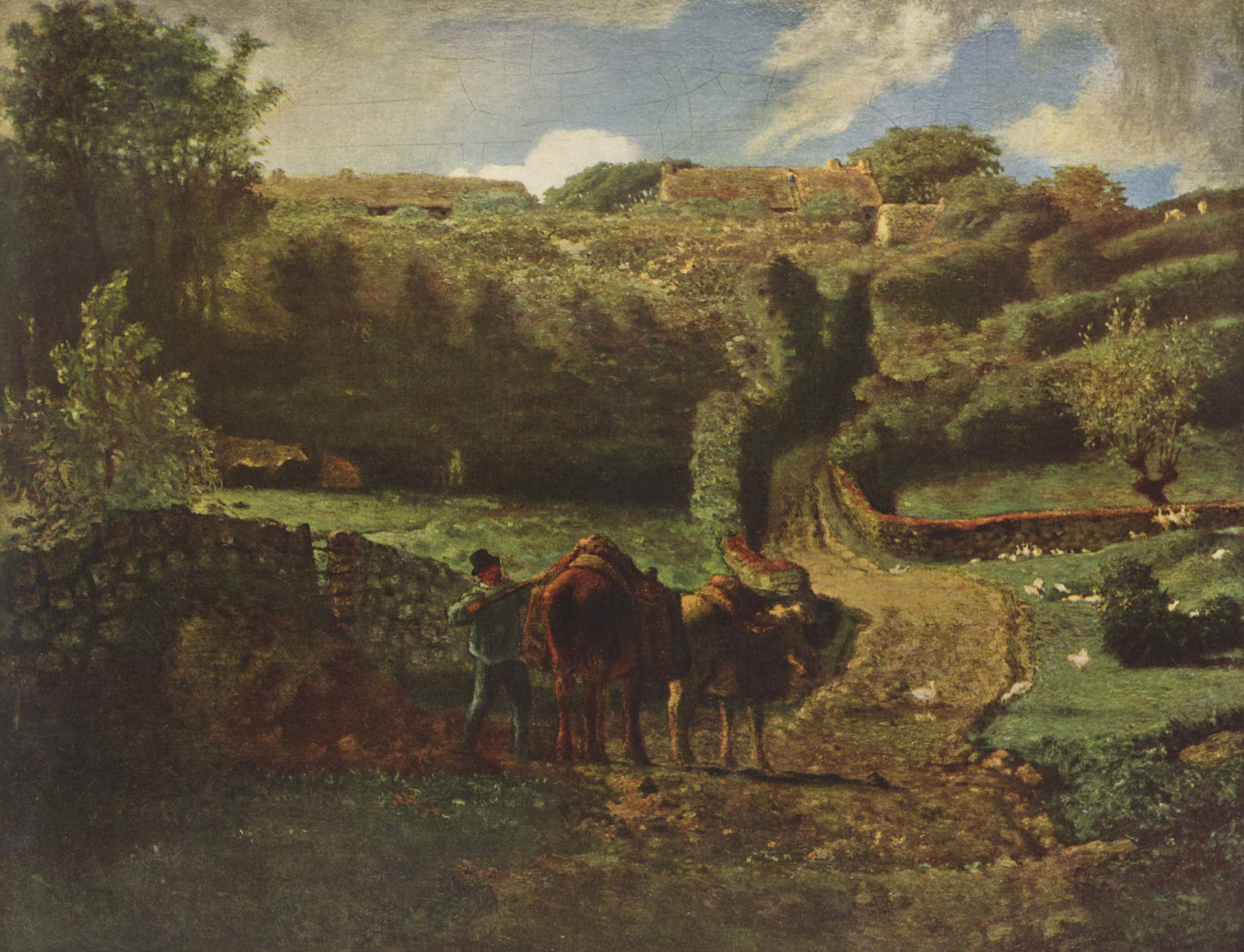 Farm in Greville, vintage artwork by Jean-François Millet, A3 (16x12") Poster Print