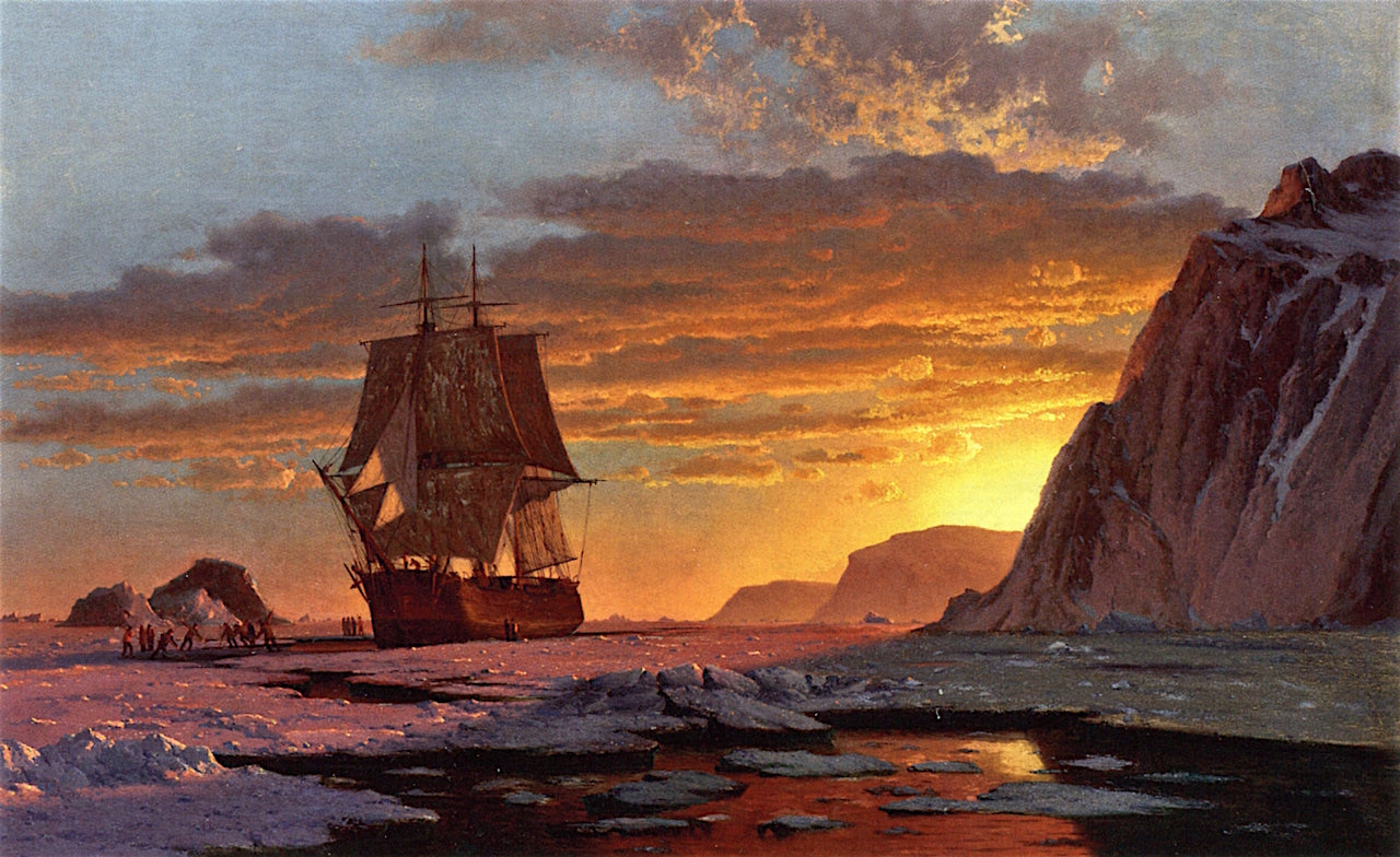Midnight Sun, The Arctic, vintage artwork by William Bradford, 12x8" (A4) Poster