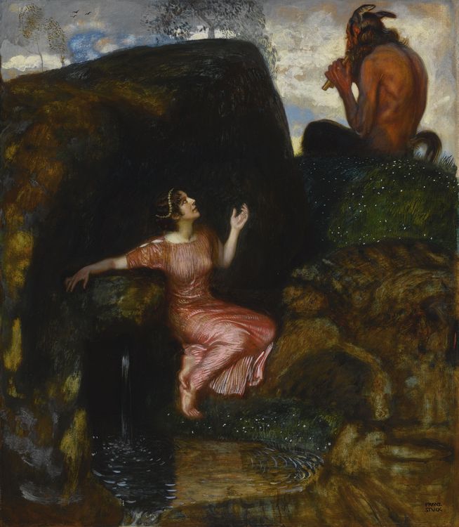 At the Source, vintage artwork by Franz von Stuck, 12x8" (A4) Poster