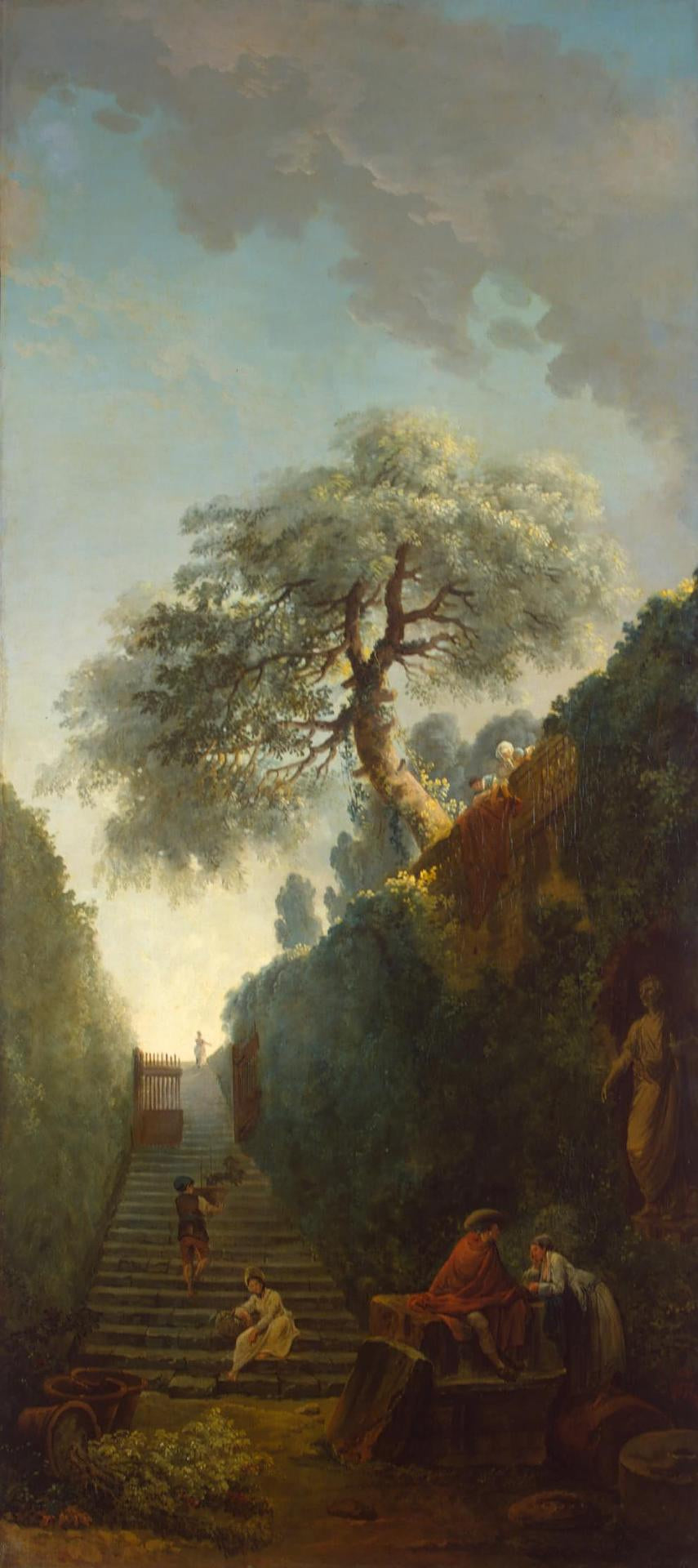 Green Wall, vintage artwork by Hubert Robert, 12x8" (A4) Poster