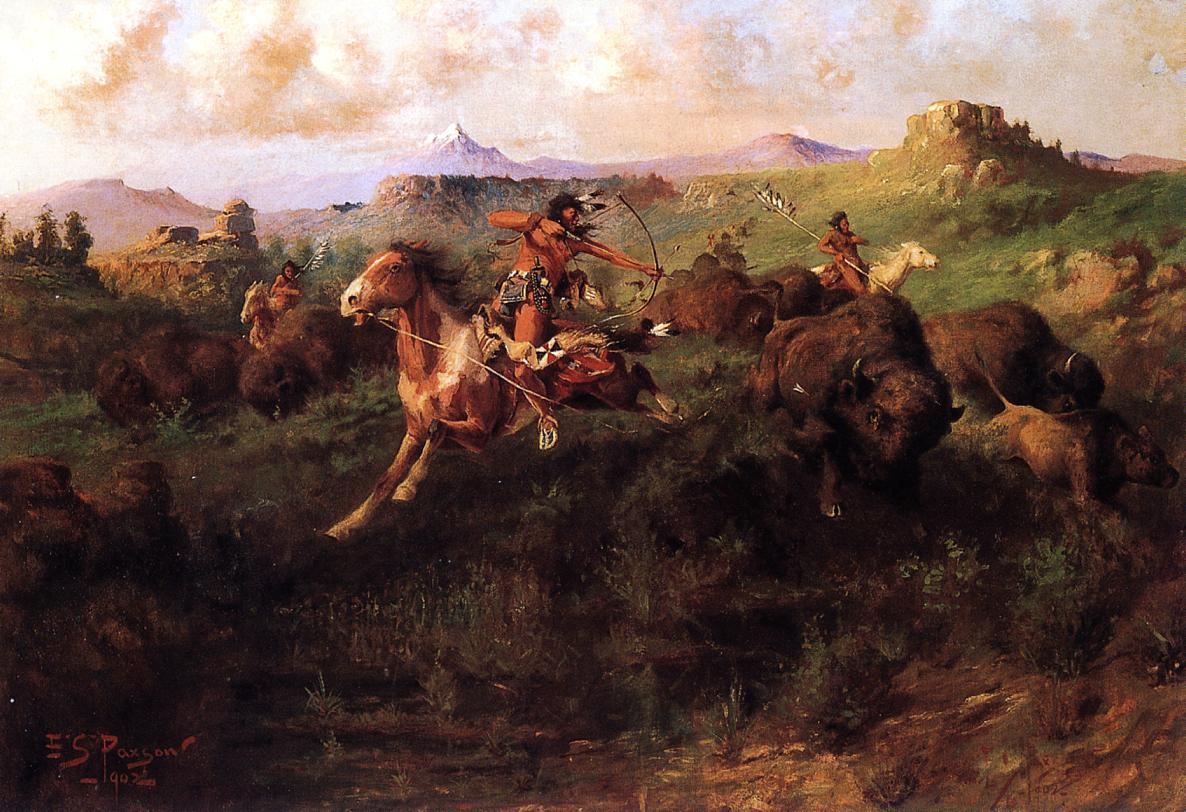 Buffalo Hunt, vintage artwork by Charles Christian Nahl, A3 (16x12") Poster Print