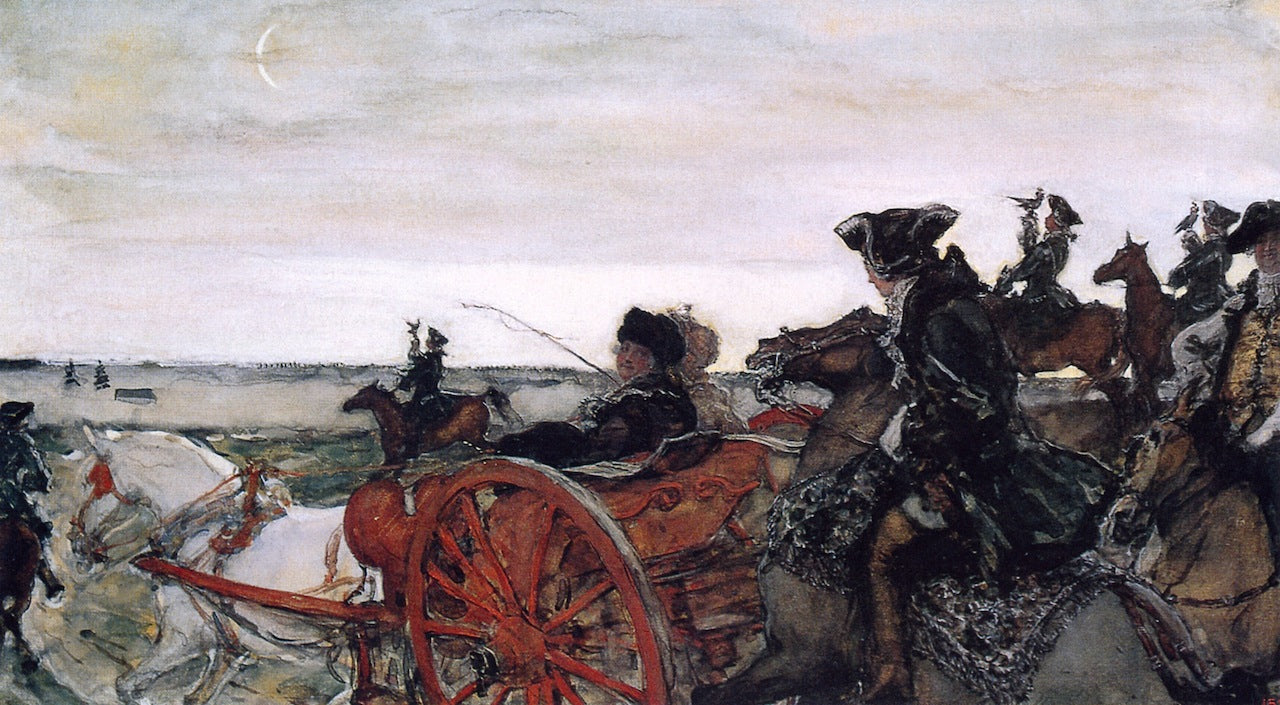 herine II Setting out to Hunt with Falcons by Valentin Serov,A3(16x12")Poster
