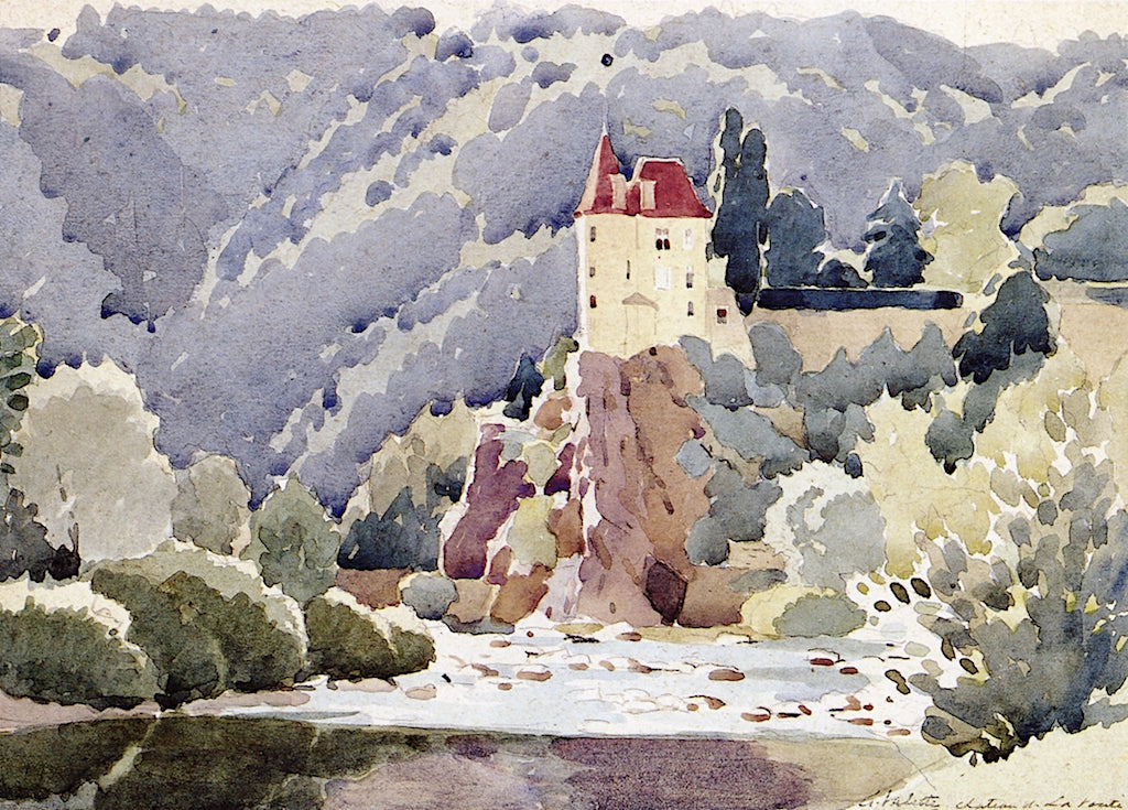 Château de Lavoute-sur-Loire, vintage artwork by Pierre Adolphe Valette, 12x8" (A4) Poster