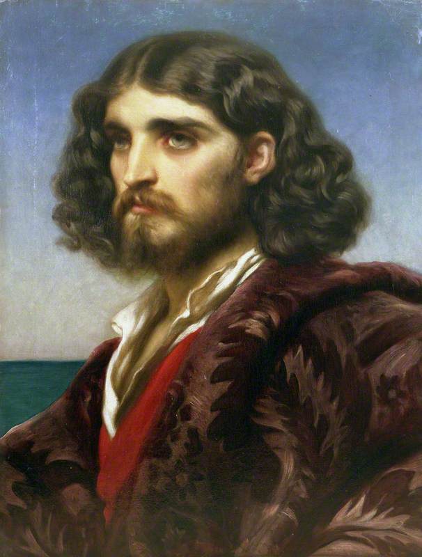 Head of an Italian Man, vintage artwork by Sir Frederic Lord Leighton, 12x8" (A4) Poster