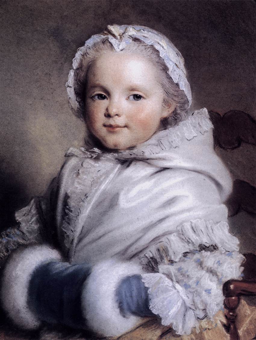 Nicole Richard as a Child, vintage artwork by Maurice Quentin de La Tour, 12x8" (A4) Poster