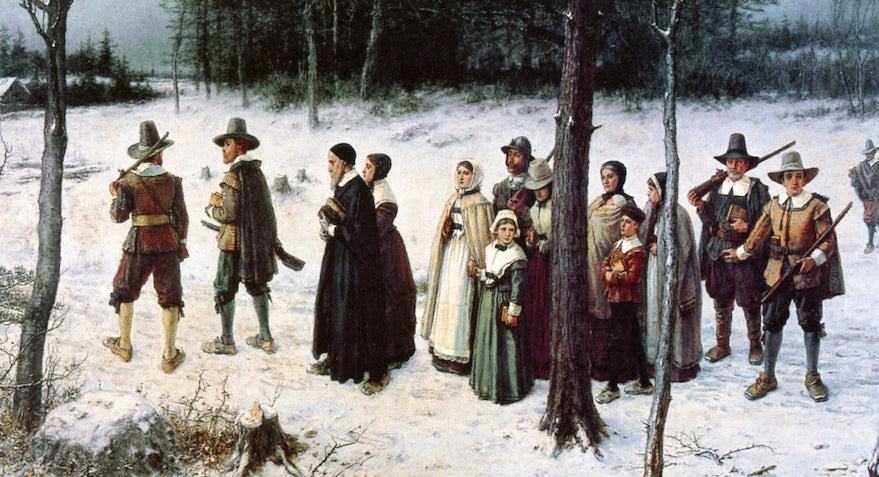 Pilgrims Going to Church, vintage artwork by George Henry Boughton, 12x8" (A4) Poster