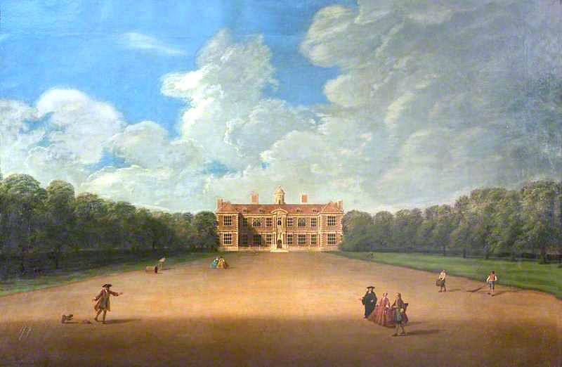 Sudbury Hall from the North, vintage artwork by Nicholas Thomas Dall, 12x8" (A4) Poster