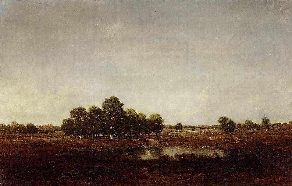 Marsh Land, vintage artwork by Theodore Rousseau, A3 (16x12") Poster Print