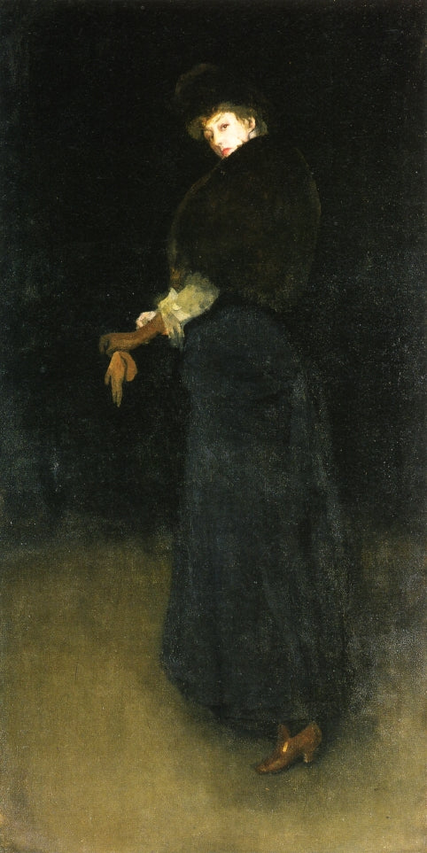 Arrangement in Black: The Lady in the Yellow Buskin, vintage artwork by James Abbott McNeill Whistler, 12x8" (A4) Poster
