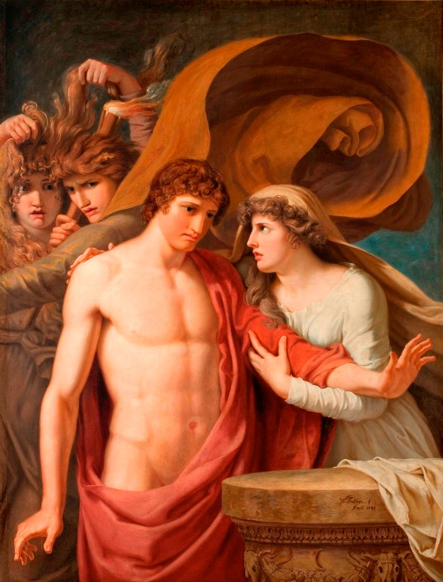 Iphigenie und Orest, vintage artwork by Johann Heinrich Wilhelm Tischbein, 12x8" (A4) Poster