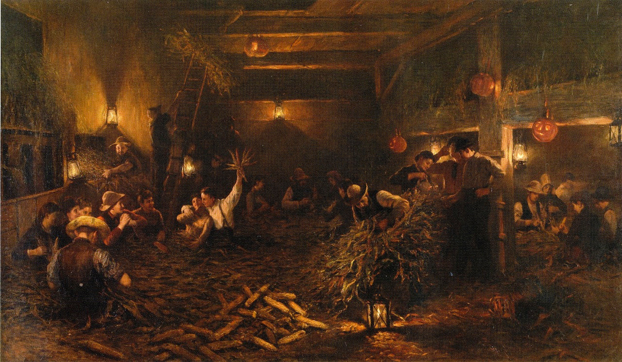 The Husking Bee, vintage artwork by Henry Mosler, 12x8" (A4) Poster
