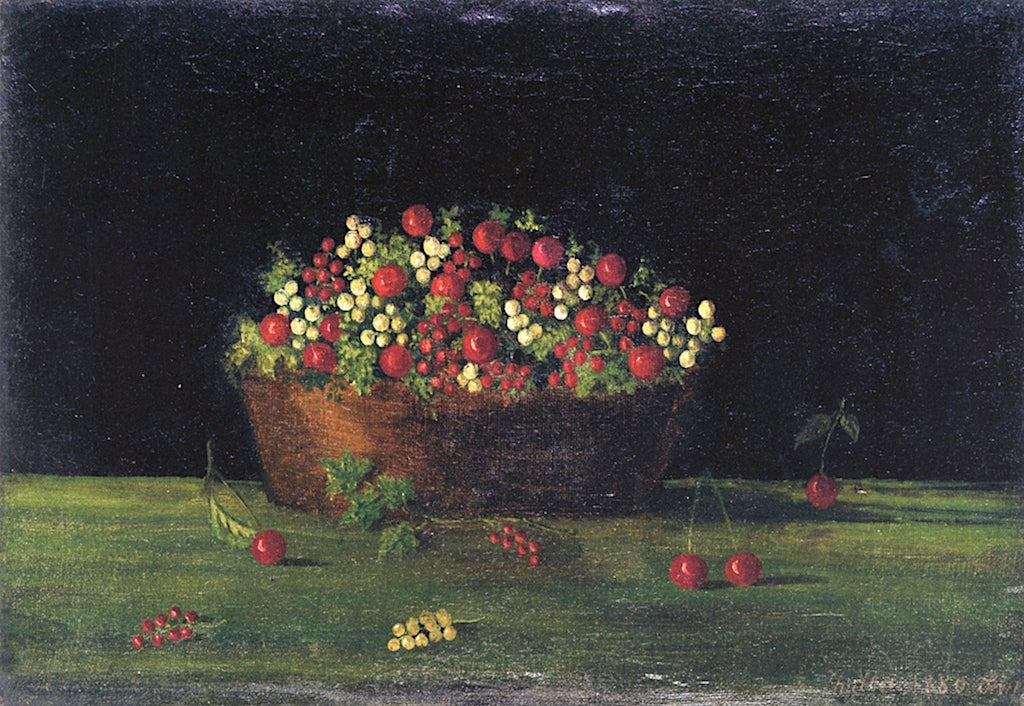Basket of Gooseberries and Cheries, vintage artwork by Henri Rousseau, 12x8" (A4) Poster