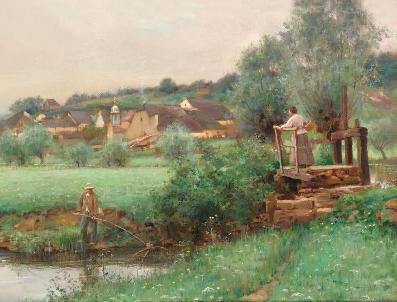 Angler by the Stream, vintage artwork by Jules-Alexis Muenier, 12x8" (A4) Poster